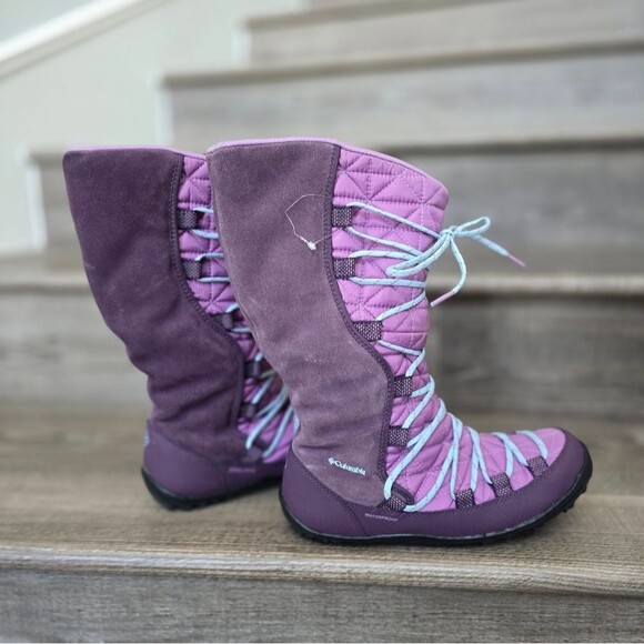 Columbia Loveland purple suede snow boots winter boots girls  size 6 - Picture 3 of 8